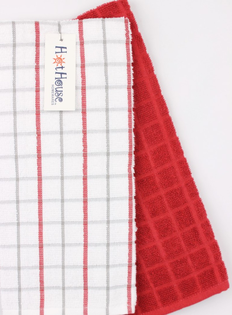  Kitchen hand towels 2 pack terry 'Sorrento' red Code: KT-SOR/2PK/RED image 0
